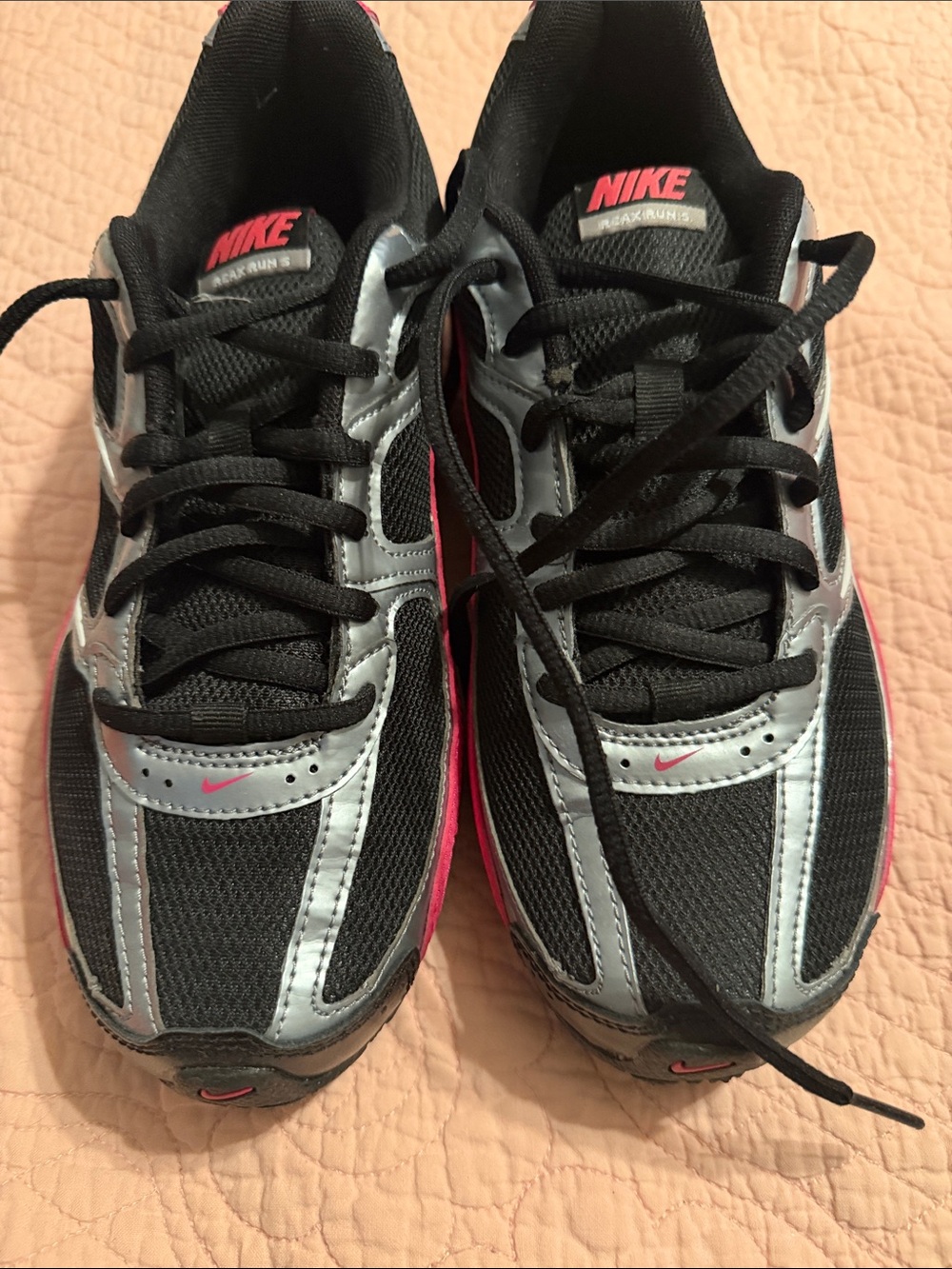 Nike Women’s Black Silver Running Shoes with Pink Accents